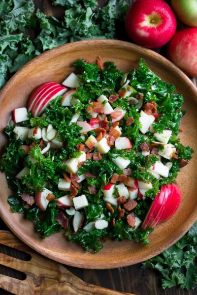 Kale Apple Salad with Bacon and Cheddar
