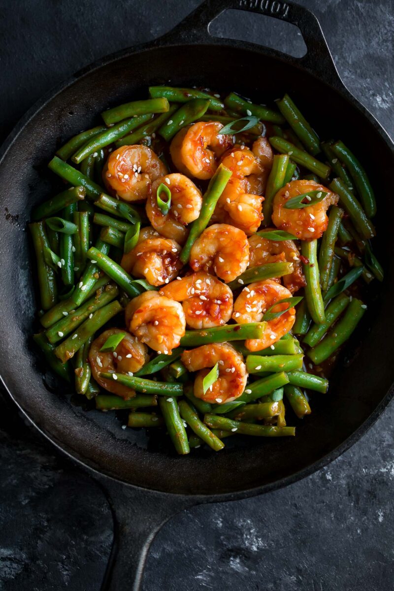 Spicy Shrimp and Green Bean Stir Fry Skillet