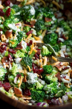 Classic Broccoli Salad with Cranberries and Bacon