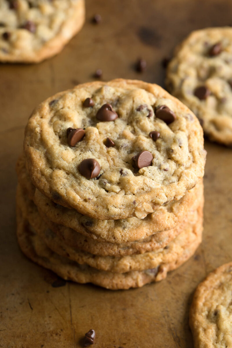 Stack of Chewy Chocolate Chip Walnut Cookies