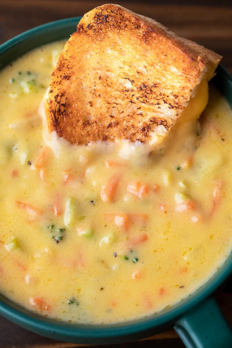 Broccoli Cheese Soup with Grilled Cheese Sandwich