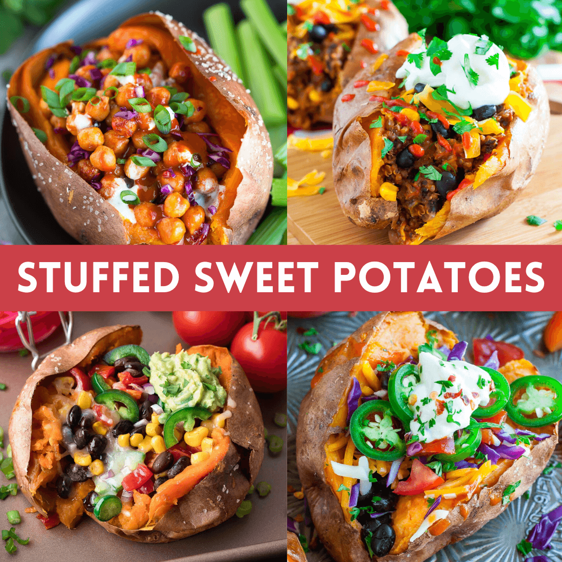 Stuffed Sweet Potato Recipes Photo Collage
