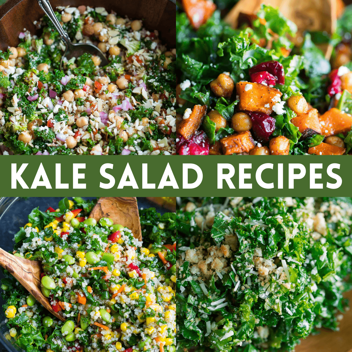 Tasty Kale Salad Recipes Photo Collage