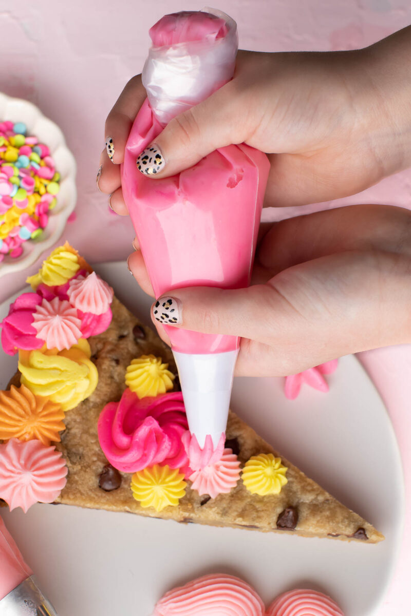 Pink Cookie Cake Frosting in Piping Bag