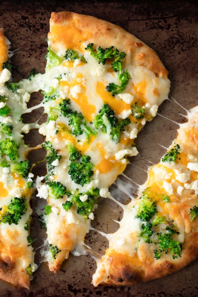 Cheesy Broccoli Pizza Slices