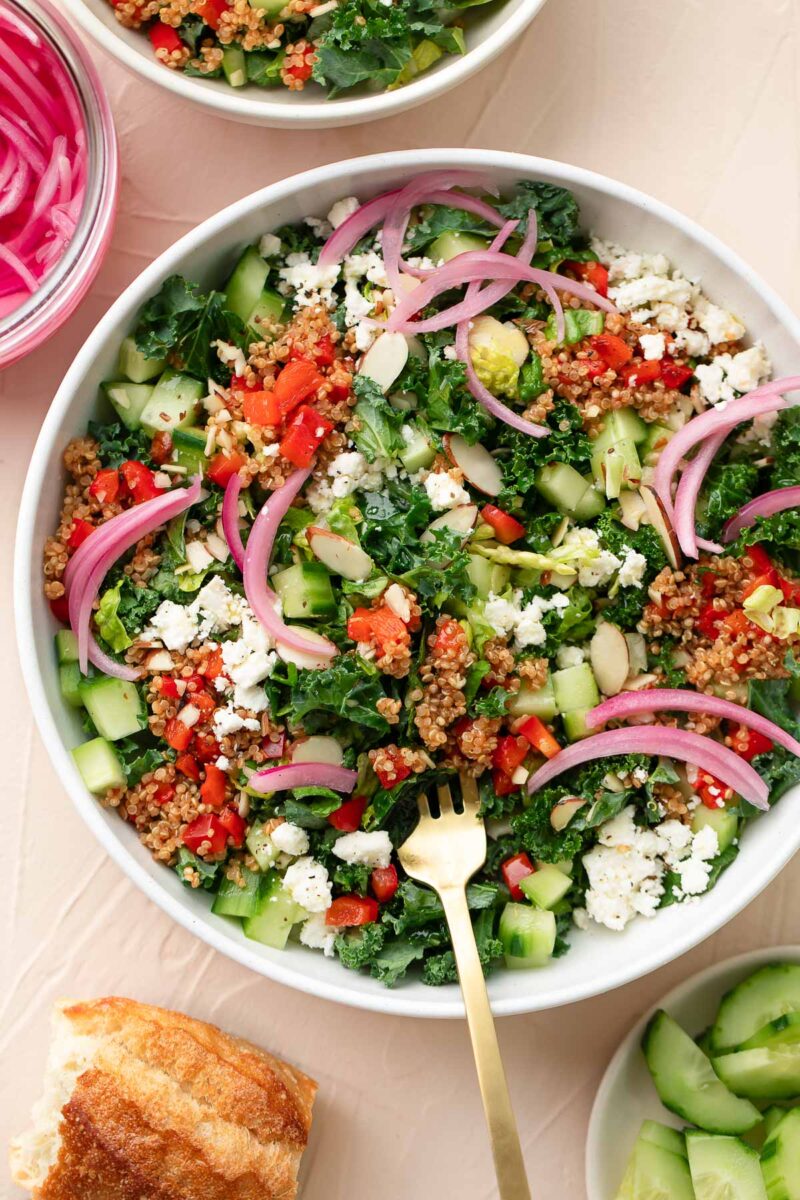 Modern Greek Salad with Kale and Quinoa