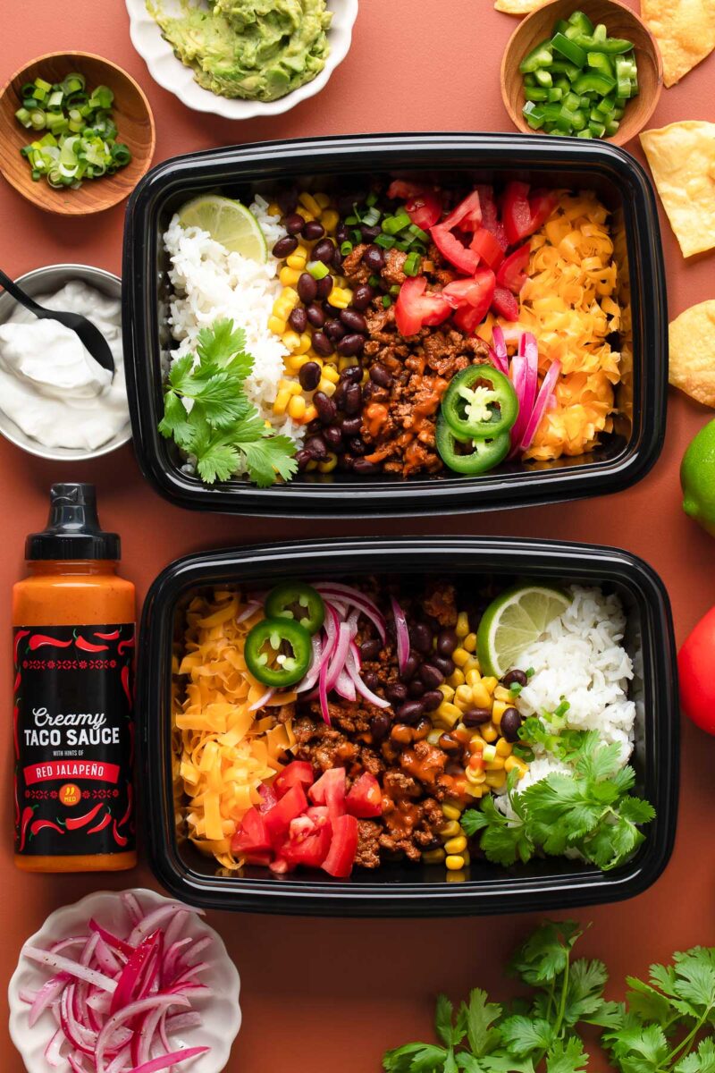 Meal Prep Turkey Taco Bowls and Sauces