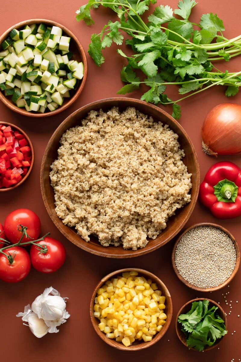 Veggie Quinoa Ingredients in Bowls