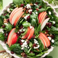 Apple Spinach Salad with Candied Pecans and Feta