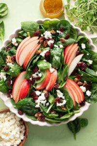 Apple Spinach Salad with Candied Pecans and Feta