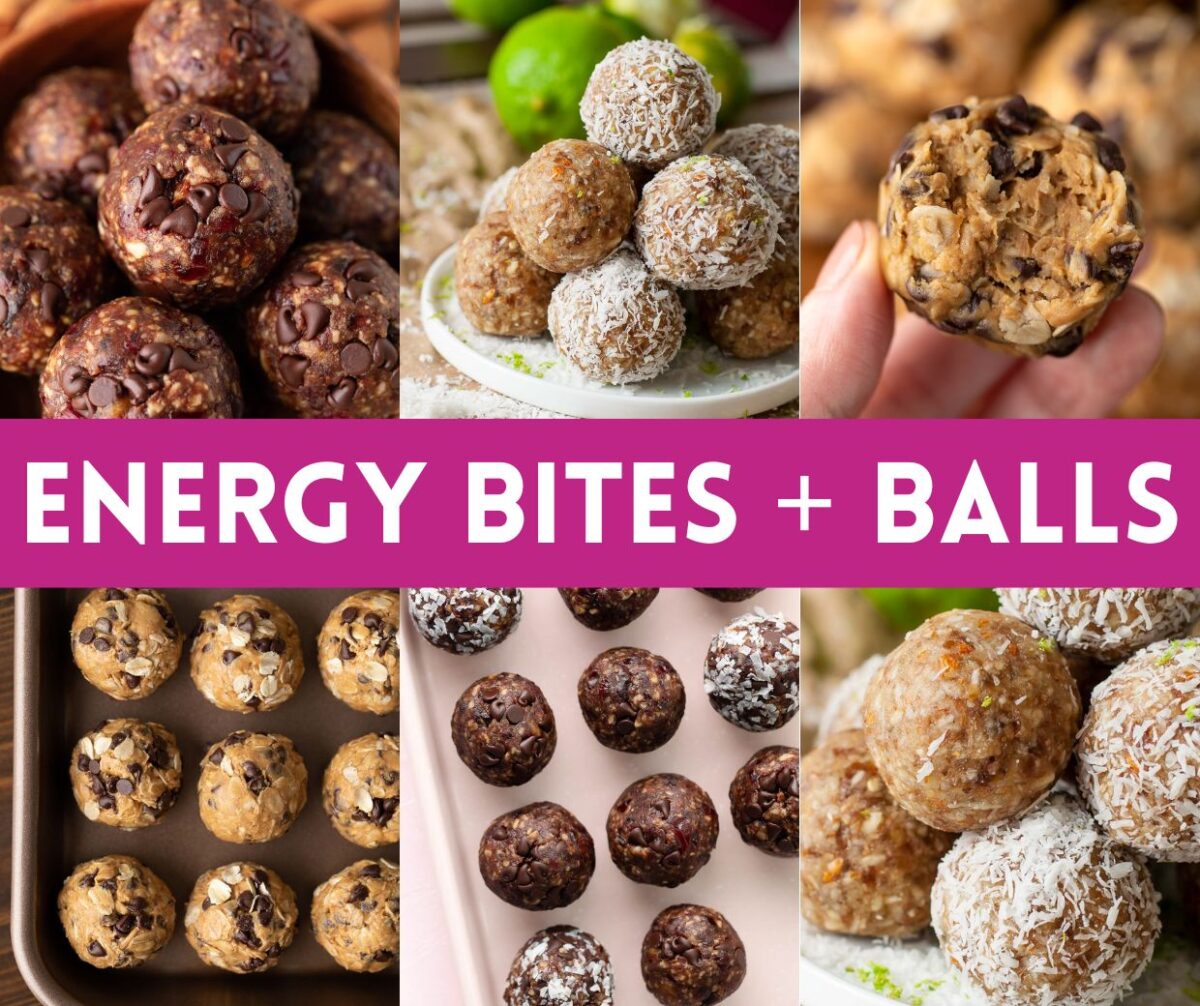 Energy Bites and Date Balls Photo Collage