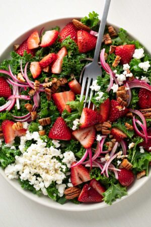 Strawberry Feta Kale Salad