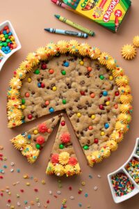 M&M Cookie Cake with Sprinkles and Frosting