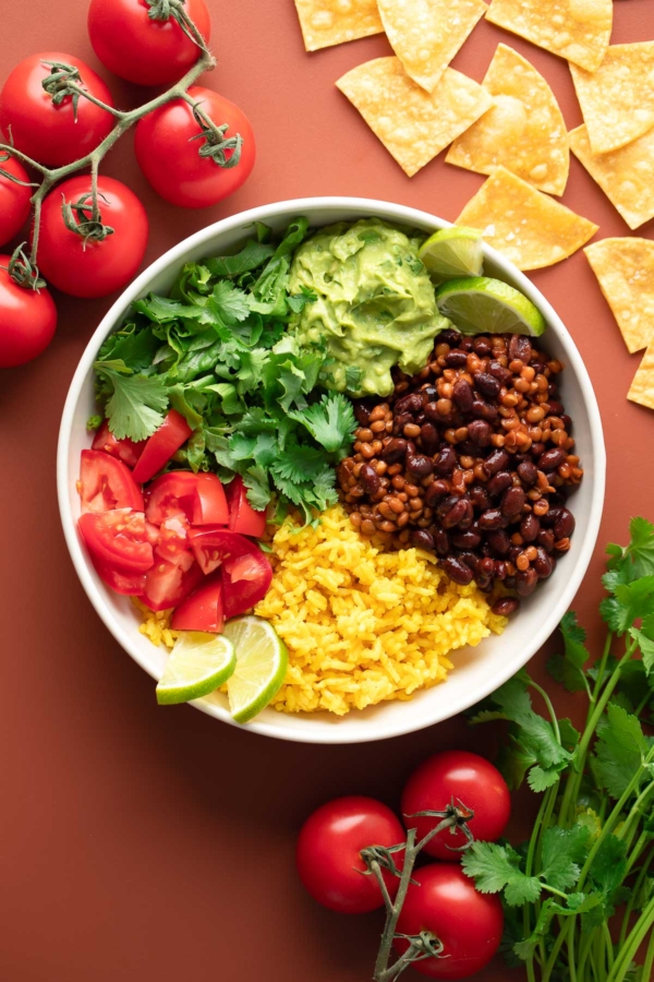 Black Bean and Lentil Burrito Bowls - Peas and Crayons