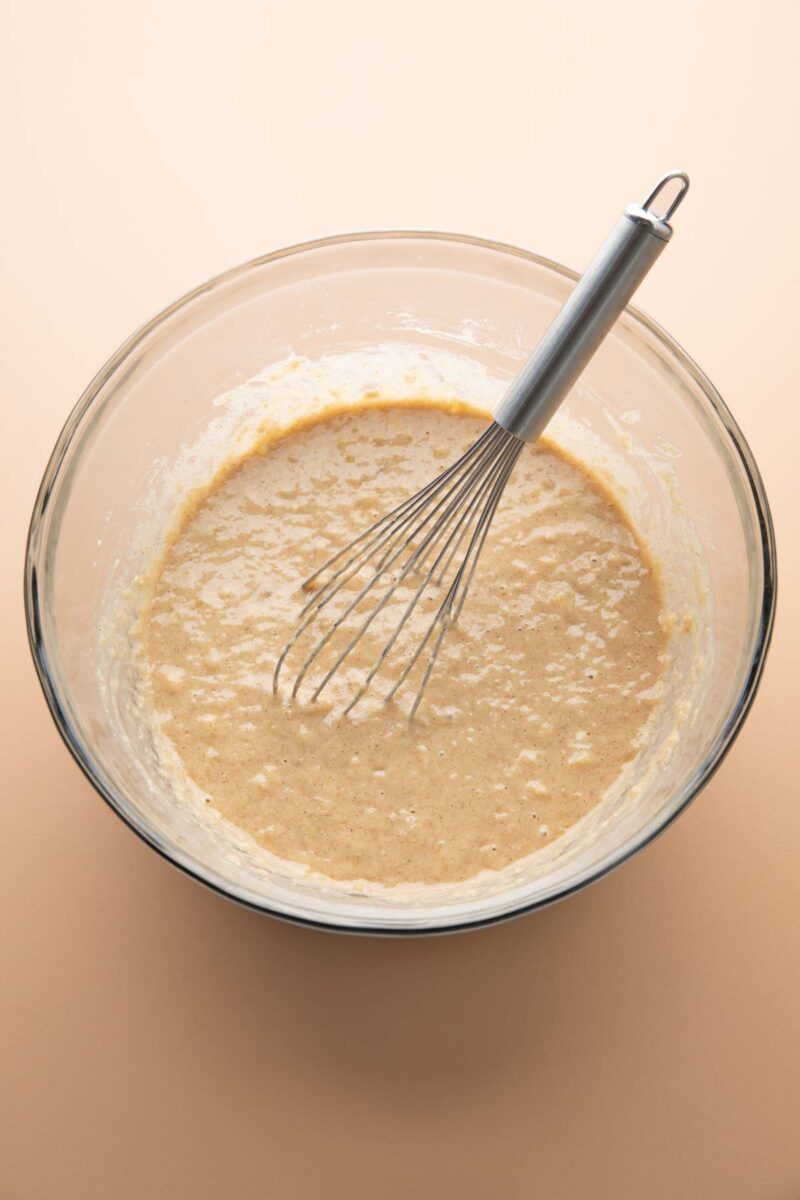 whisked banana applesauce muffin batter