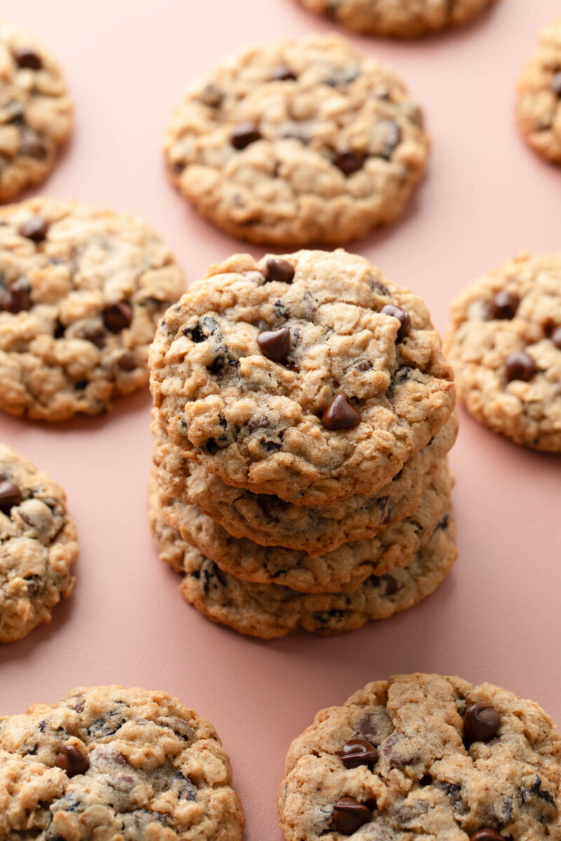 stack of Chocolate Chip Oatmeal Cherry Cookies